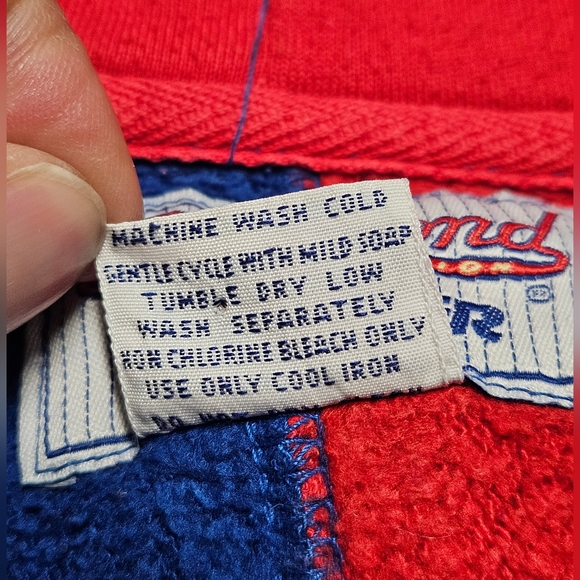 Vintage 90s Chicago Cubs Starter Hoodie Pullover Size L Sweatshirt MLB Blue Red - Picture 6 of 16